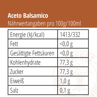 Aceto Balsamico Nährwertangaben